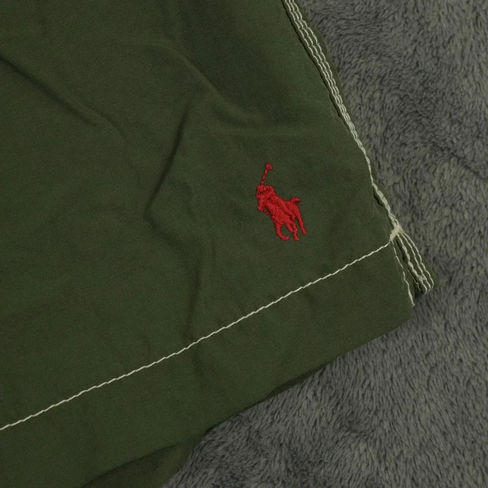 VTG Polo Ralph Lauren Swim Trunks Men M Green Cargo Board Shorts Pony Logo Lined